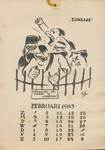 712909 Blad FEBRUARI 1945 van de ‘Mosquito-Kalender 1945’, uitgegeven door de illegale uitgeverij ‘Het Stichtse ...